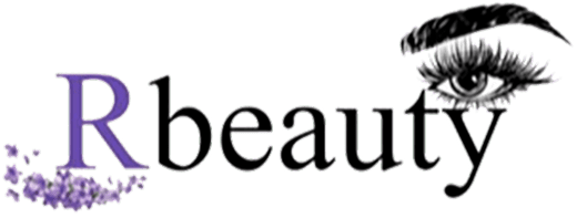 Rbeauty logo with eye and purple accents.